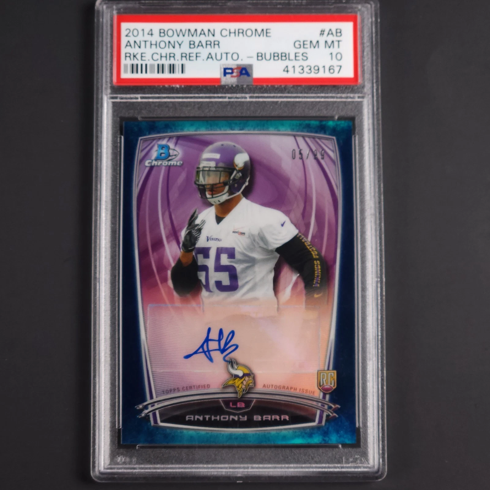 Anthony Barr Bowman Chrome Rookie Chrome Refractor Autographs #AB Bubbles
