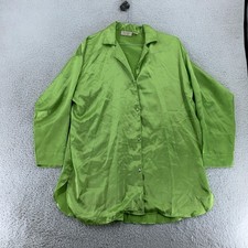 Vintage Victoria's Secret Gold Label Satin Pajama Top Shirt Womens M/L Green 90s
