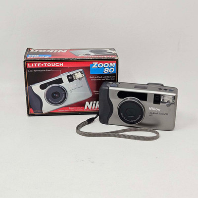 Nikon Lite Touch Zoom 80 35mm Film Camera AF Point & Shoot Silver Boxed Untested