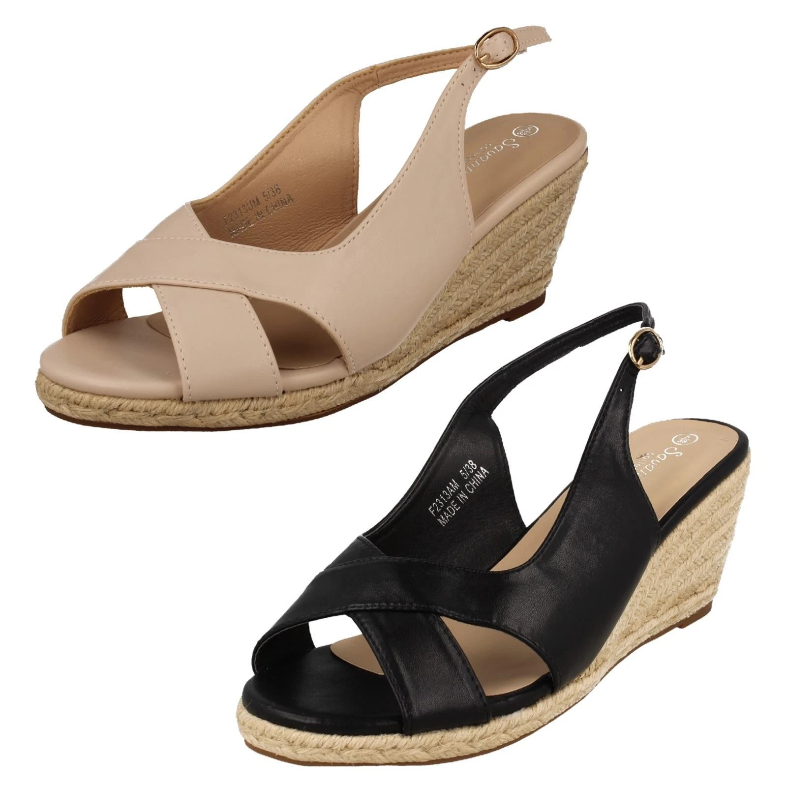 Ladies Savannah Mid Wedge Heel Espadrille Wide Fitting Sandals *F2R313*