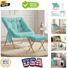 Comfy Saucer Chair for Adults, Foldable Living Room Chairs, Soft Faux Fur Lou...