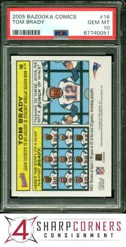 2005 BAZOOKA COMICS #16 TOM BRADY PATRIOTS PSA 10