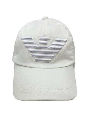 EMPORIO ARMANI Cap -- Cotton WHT Plain Men's