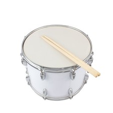 14” x 10” Marching Drum White Snare Drum with Sticks, Key & Strap