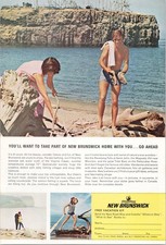 New Brunswick 1967 Vintage Travel Print Ad Free Vacation Kit