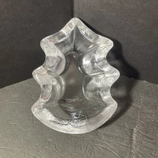 Simon Pearce Signed Art Glass Vermont Evergreen Christmas Tree Candy Dish/bowl