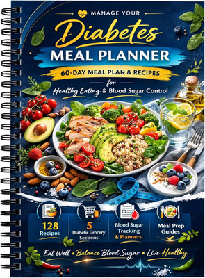 Diabetes Meal Planner & Cookbook for Beginners, Spiral Bound for Type 2 Diabetes