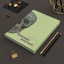 Therapy Journal Hardcover   Pink Gemstone Skull Mental Health Journal