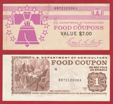 FOOD STAMP COUPON $1.00 USDA SCRIP TOKEN 1975A B87212006A M/C N & COVER'S