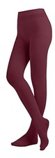 EMEM Apparel Women's Solid Colored Opaque Microfiber Footed Tights C Burgundy