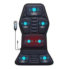 Massage Seat Cushion with Heating Adjustable Lumbar Support 7 Massage Modes Back