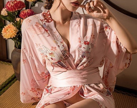 Women's Sexy Floral Kimono Nighties Robe Gown Lingerie Yukata Sleepwear Costume