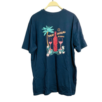 Tommy Bahama Tshirt Men Size M Navy Sip Happens Summer Funny Quote Drink Graphic