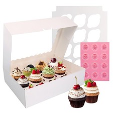 Cajas para Cupcakes 10 PIEZAS, 12 Contenedores para Cupcakes con Ventana e Insertos, Qu...