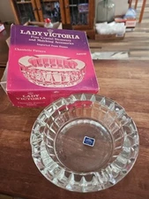 New Vintage Lady Victoria Chantelle Pattern Ashtray France W/ Box Crystal Glass 