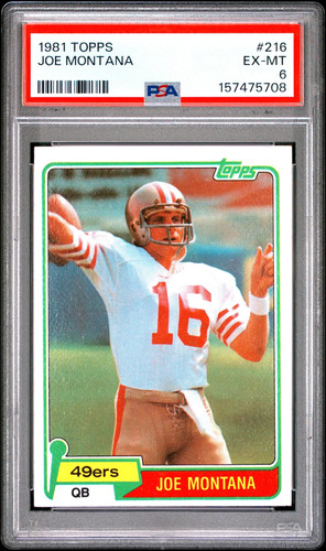 1981 Topps #216 - Joe Montana Rookie PSA 6 (RC) EX-MT (708)