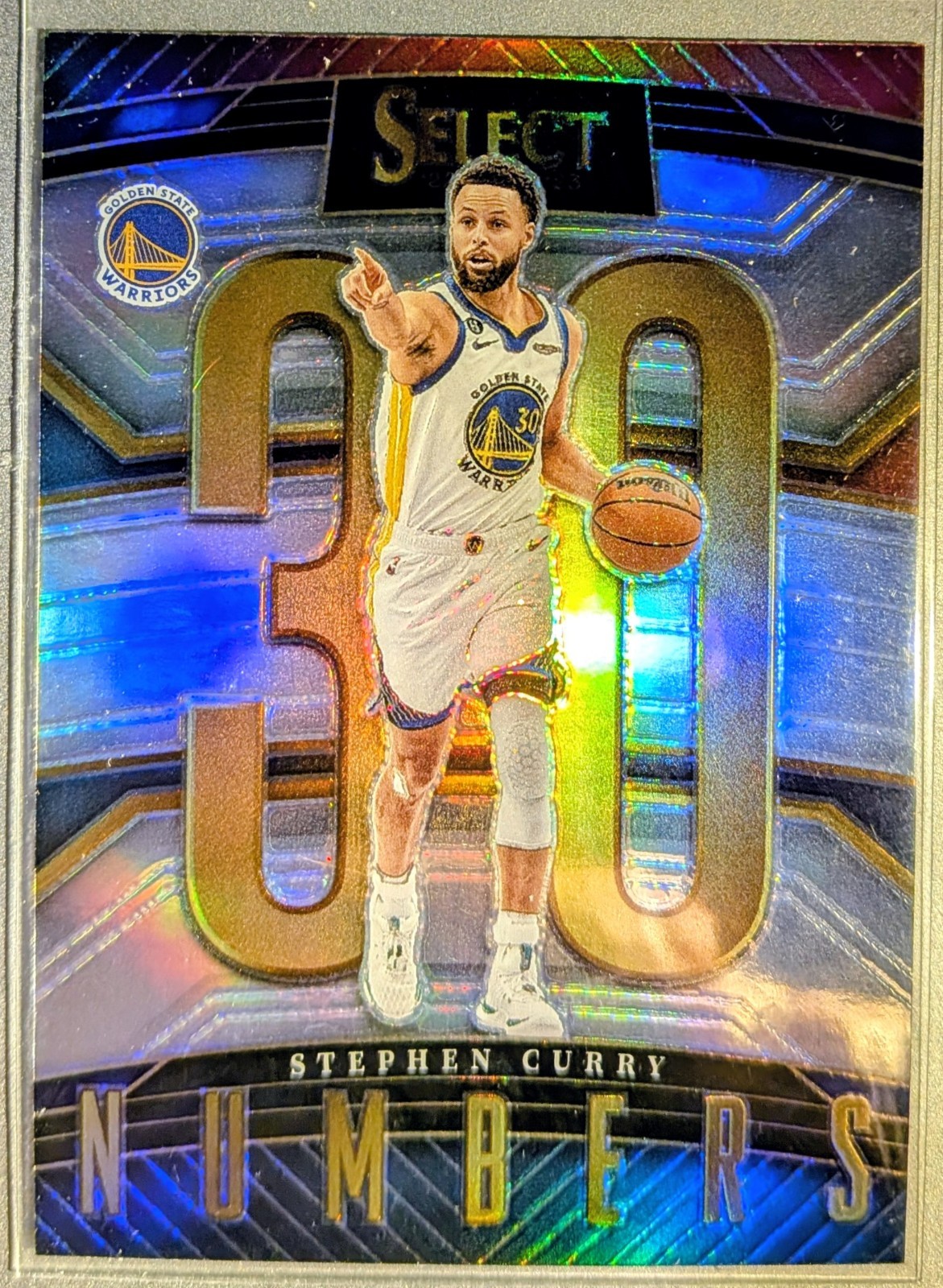 2022-23 Panini Select Basketball Numbers Silver Prizm Stephen Curry #5 Warriors
