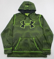 Under Armour Hoodie Sweatshirt Mens Large Black Green Storm Loose Pullover