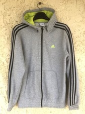 Veste ADIDAS à capuche rétro vintage TREFOIL gris jacket coton mélangé 174 M