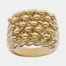 9ct Yellow Gold Five Row Keeper Band Ring Size Z+1         27.6 grams