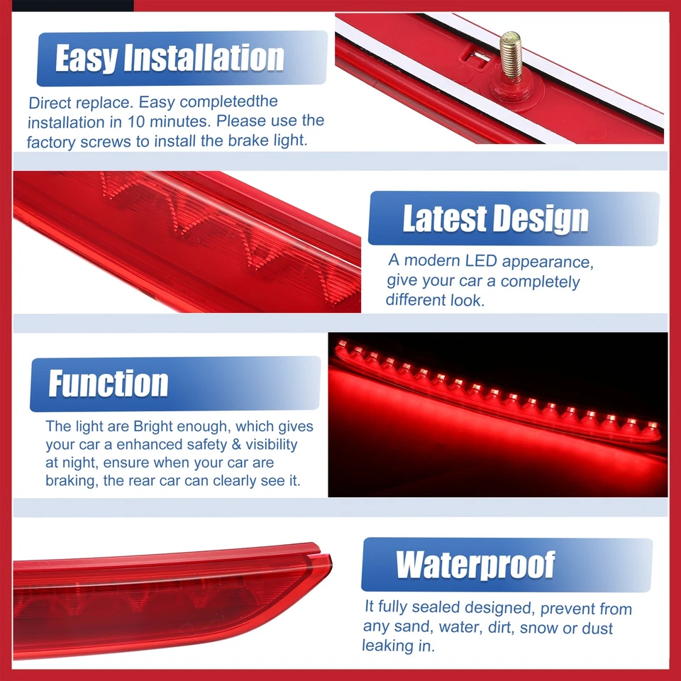 Tercera luz de freno trasera de alto nivel Nº8J0945097 para Audi TT 2.0L A/T Quattro rojo Foto 3 de 4