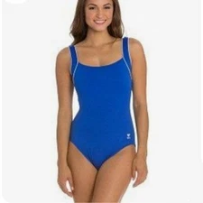 TYR Women's Blue DURAFAST ELITE AQUA CONTROLFIT SWIMSUIT Square Neck Size 10