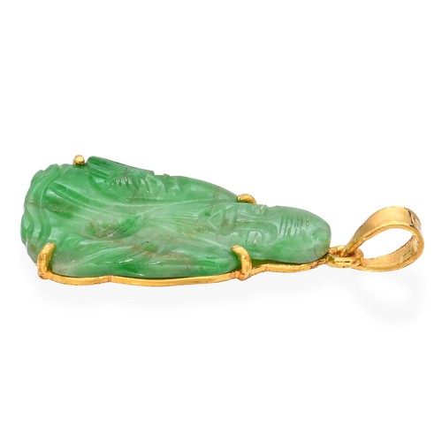 Vintage 24k Yellow Gold and Carved Jade Pendant - Picture 3 of 5