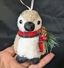 Natural Materials Penguin With Scarf Holiday Decor Christmas Ornament 