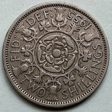 Great Britain 1955 2 SHILLINGS (Copper-Nickel). KM #906