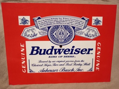 Retro Vintage Budweiser Bier Blechschild einige Gebrauchsspuren Mittelloch