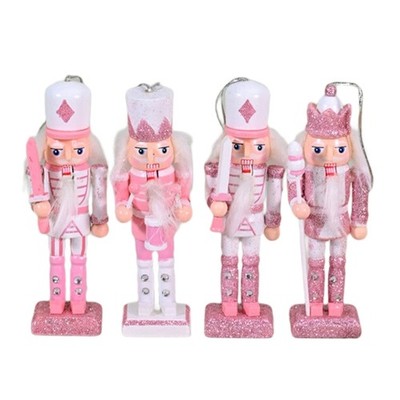 4Pcs Christmas Hanging Nutcrackers Statue Wooden Figures for Holiday Decoration