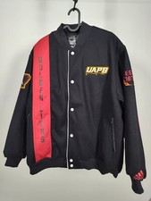 University of Arkansas UAPB Golden Lions Men Rib Poly Varsity Jacket Size Large