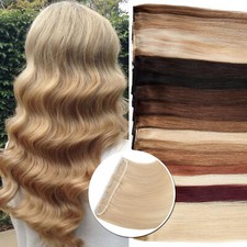 THICK One Piece Clip In Real Remy Human Hair Extensions Half Head Black Blonde Q