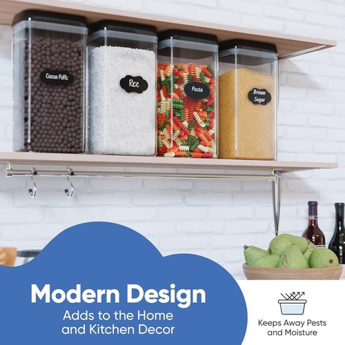 Stackable Airtight Storage Boxes with Labels - Ideal for Kitchen Organization - Picture 7 of 9