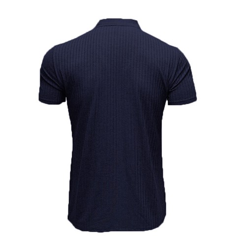 Men Summer Ribbed Muscle Stretch Slim Fit Short Sleeve T-Shirt Collar Casual Top - Picture 9 of 30