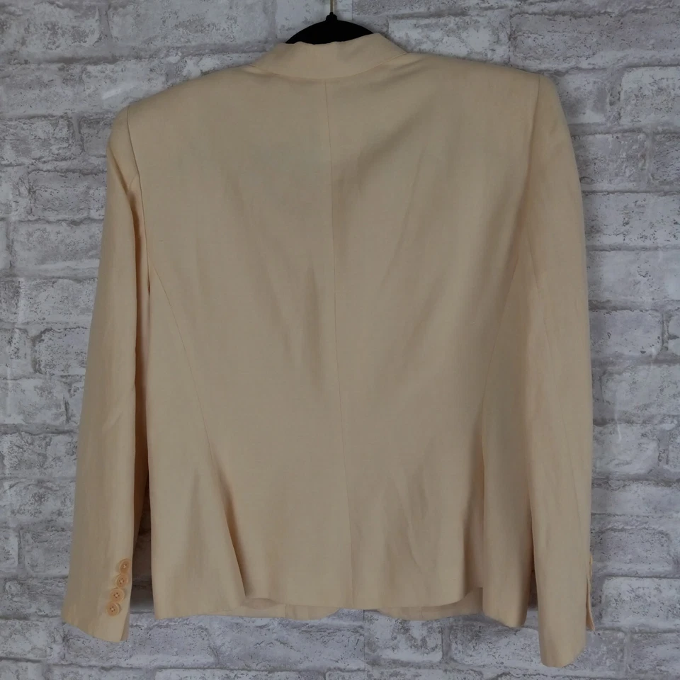 Blazer Lauren Ralph Lauren Seda Lino Mujer 10P Amarillo Preppy Carrera Negocios Foto 2 de 4