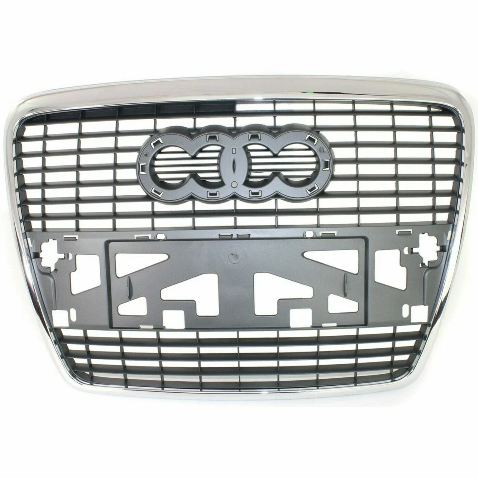 NEW Grille, Chrome Shell with Silver Insert for 2005-2008 Audi A6 / Quattro Foto 3 de 4
