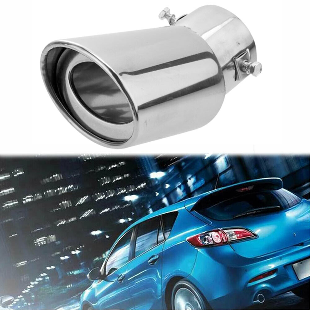 Car Chrome Universal Stainless Rear Steel Exhaust Round Pipe Tail Muffler