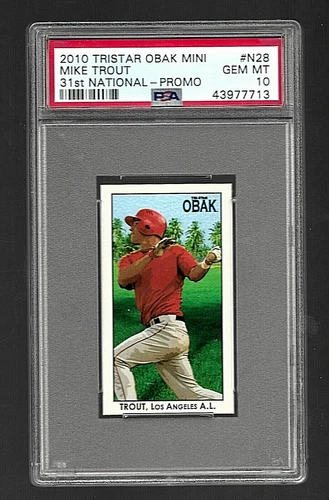 2010 TRISTAR OBAK MINI BASEBALL #N28 MIKE TROUT RC PSA 10 31ST NATIONAL PROMO