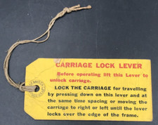 Original c1920 Hammond Typewriter Carriage Lock Lever Yellow Tag thumbnail