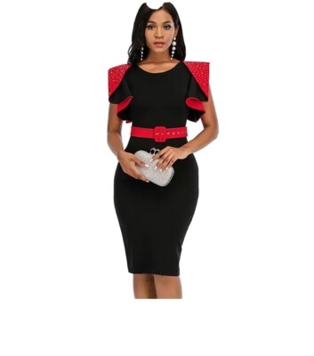 ladies pencil dress TA3 Notchy - Black - XXS Sculpting Notch Neck Pencil Dress Built Womens Midi Pencil Dresses Sheath