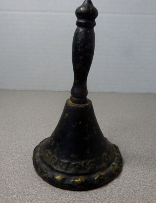 Antique Cast Iron, Soup's On Star Dinner Lunch Hand Bell Black 5.75''H x 3.5''W
