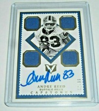 ANDRE REED 2017 PANINI CAPSTONES GAME USED QUAD JERSEY AUTO 72/99 SIGNED CARD