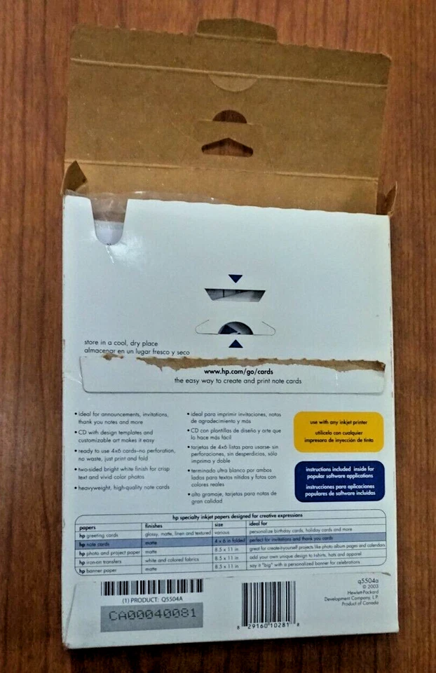 HP Matte Note Cards  6x8 inch scored to fold to 6x4 w/ envelopes and CD - Image 2 of 3