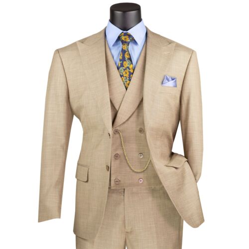 VINCI Men's Textured 3pc Modern Suit w/ Adj Waist - 36S-56L, 8 Colors - NEW - Picture 9 of 43