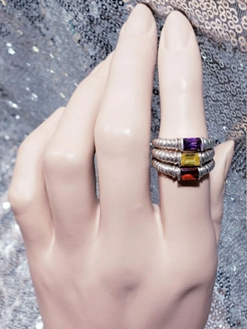 Stackable Sterling Silver Ring Set, Size 8, Semi-… - image 2