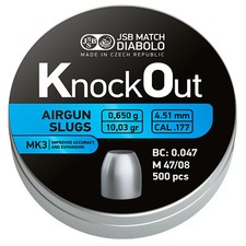JSB Knock Out MK3 HP Airgun Slugs .177 4.51mm 10.03gr 500 Tin Air Rifle Hunting