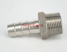 3/8" BSP Male x 8mm Hose Barbed 304 SS Pipe Fitting Hose tail Connector