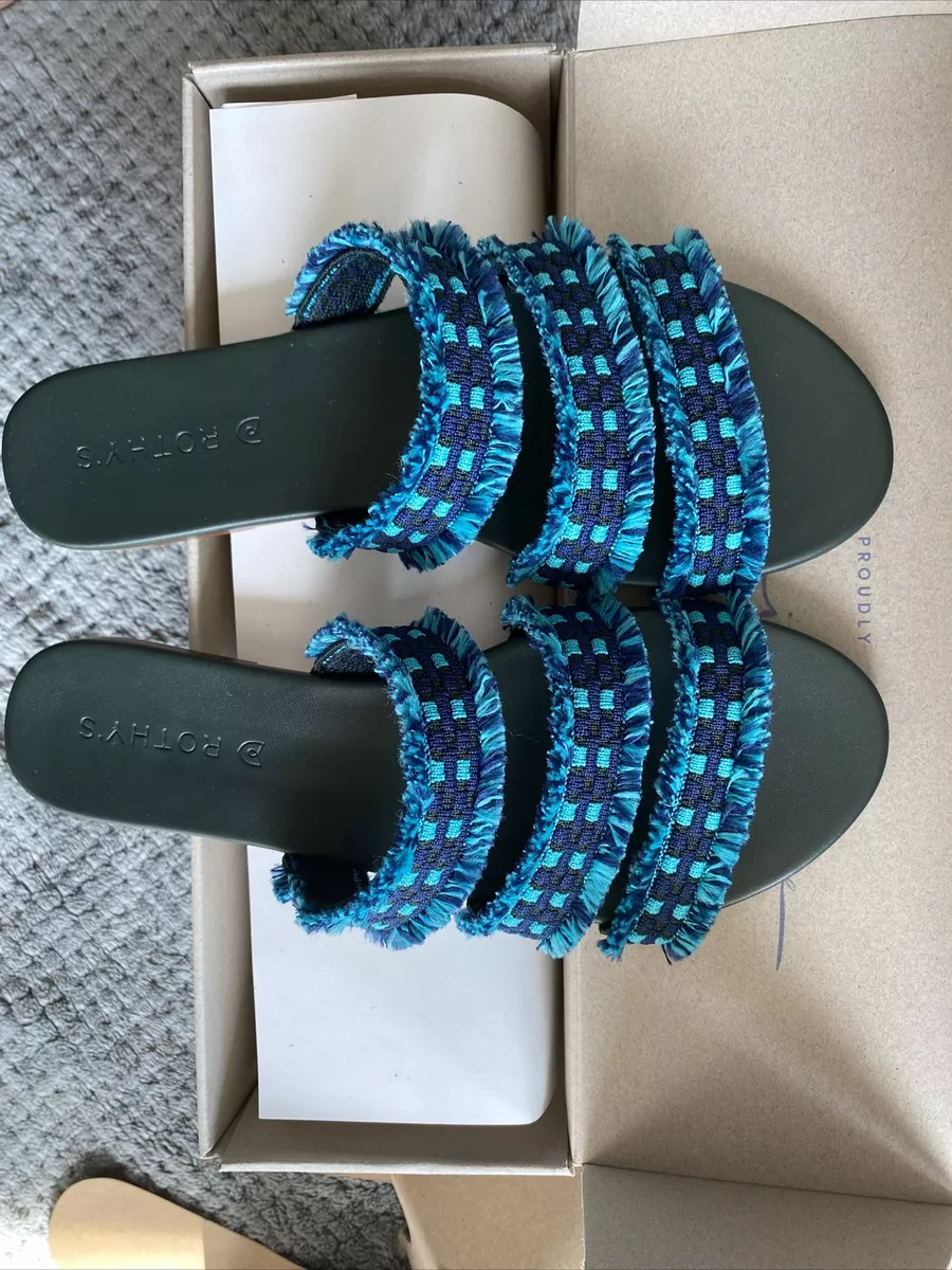 Blue fringe sandals sale