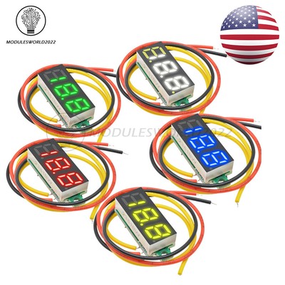 10 PCS Mini DC 0-100V 0.28'' 3-Digital Voltmeter LED Voltage Panel Meter 3-Wires